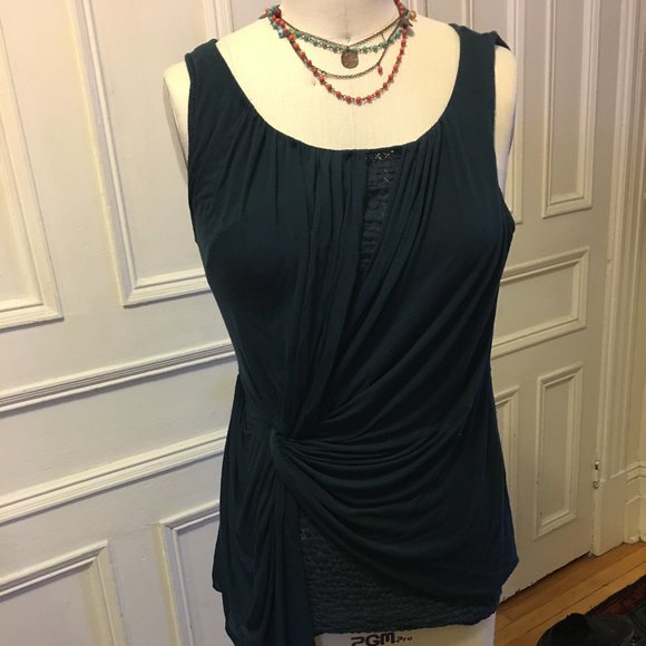 Deletta Dark Teal Sleeveless Blouse - Picture 9 of 9